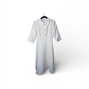 Celeste White Boucle Midi Dress Medium